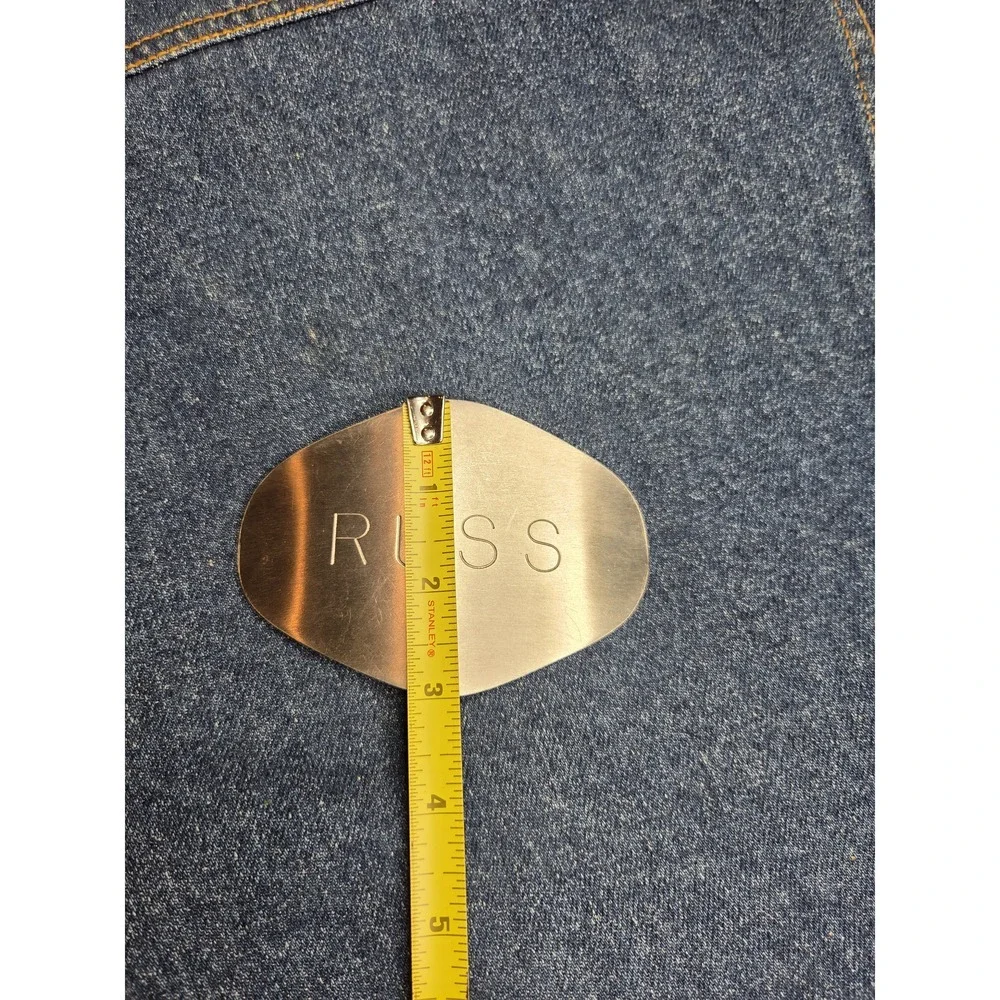 Vintage Brushed Metal Russ Name Engraved Belt Buckle - Western